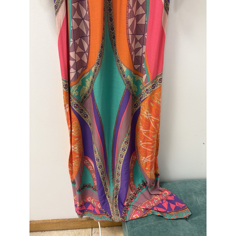 Flying Tomato Anthropologie Maxi Dress Multicolor Fluted Sleeves Boho Vacation - Picture 7 of 16